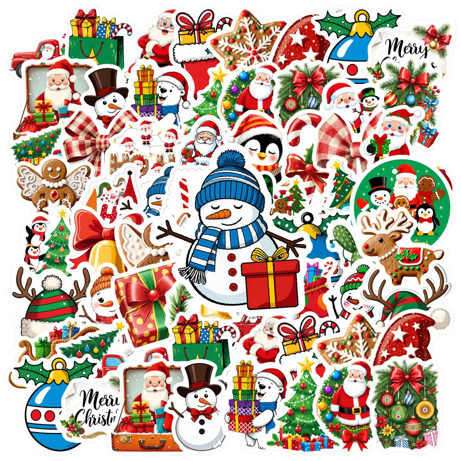 1set Merry Christmas Stickers Christmas Santa Claus Elk Stationery Sticker For Luggage Laptop Suitcase Cute Xmas Graffiti Decals