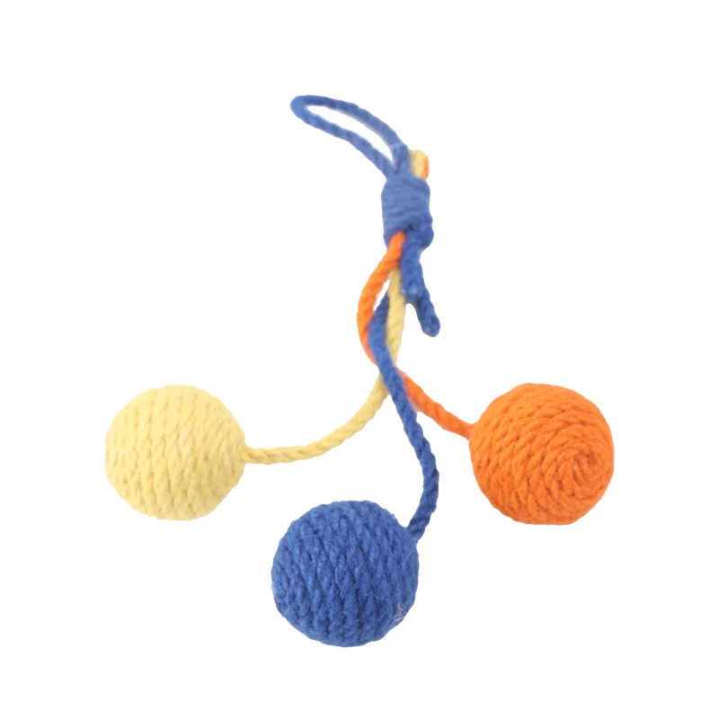 Cat Toy Hung Sisal Ball Hi-self Gnawing Wear-Resistant Voice Ball Relieve Boredom Grasp Toys