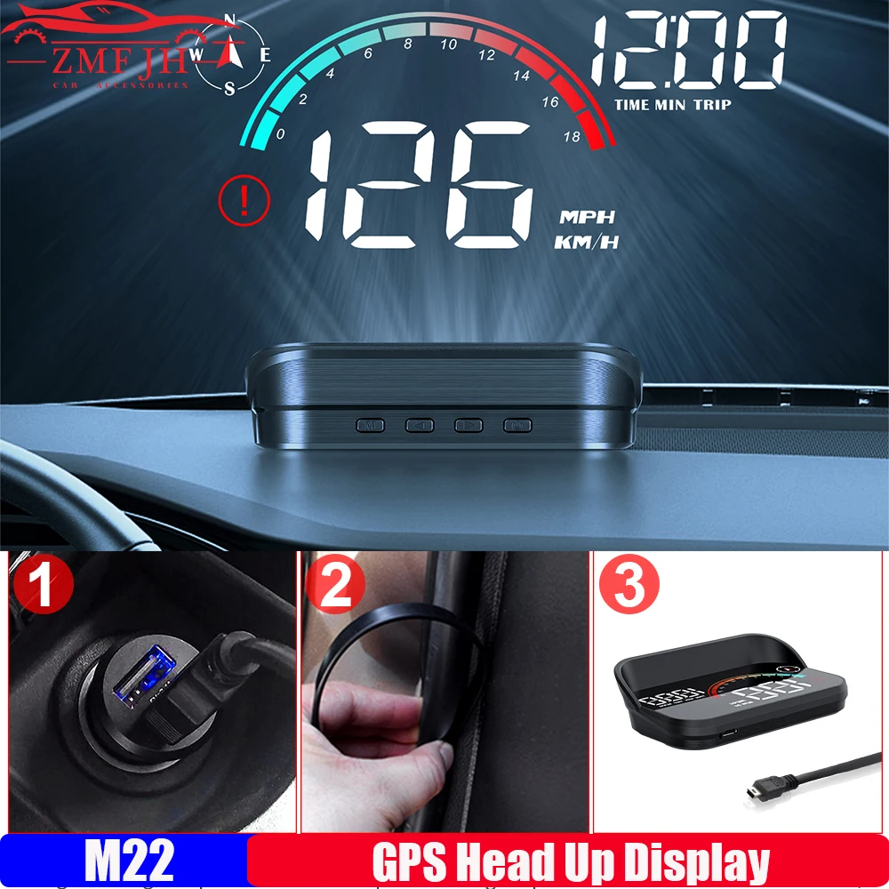 M22 Car HUD GPS+Beidou Head Up Display Speedometer Monitor On Board Computer Windshield Projector Digital GPS Speedometer Custom