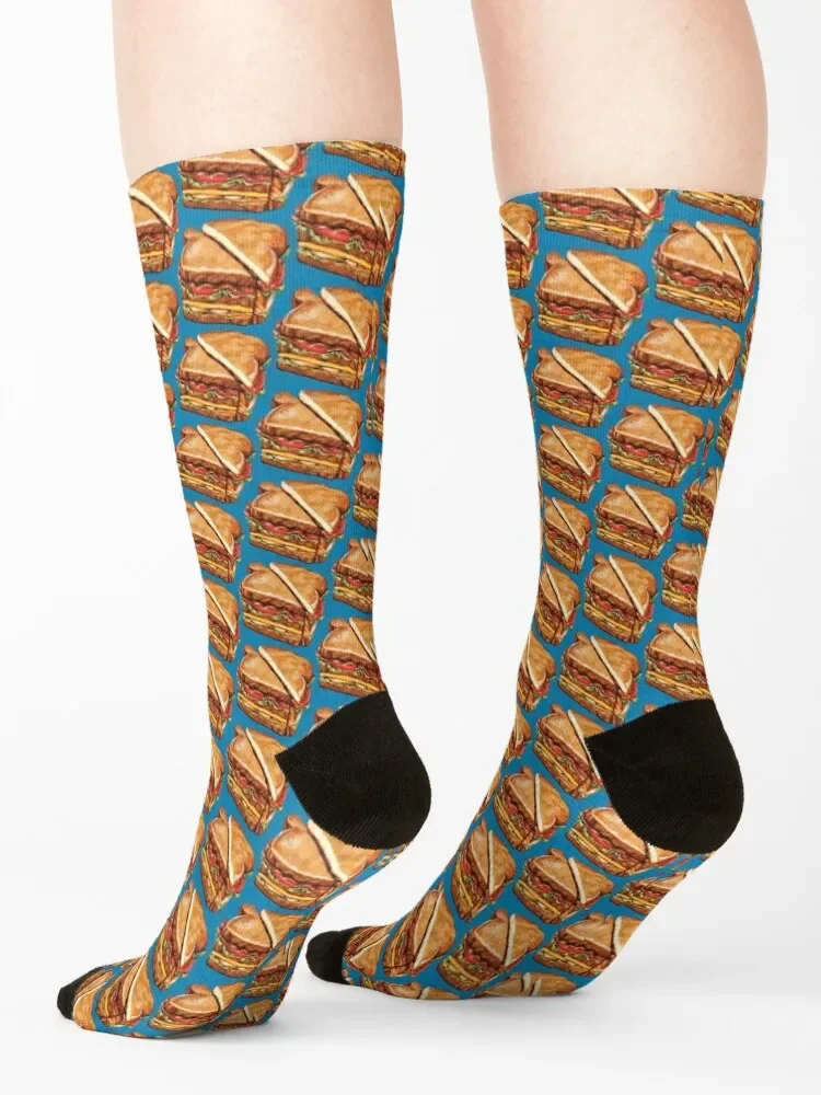 Calcetines con patrón de sándwich de Club de Turquía, calcetines de anime para mujer, moda para hombre