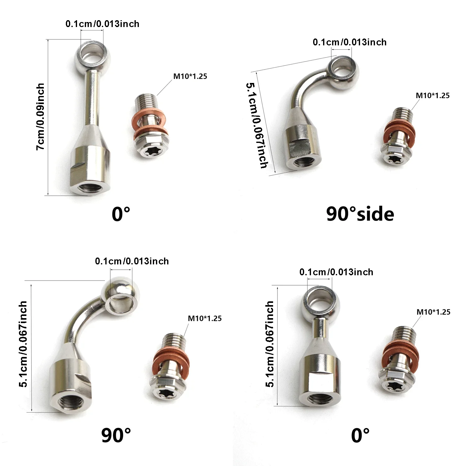 3AN 304 stainless steel hydraulic reinforced brake and clutch hose with M10 connector