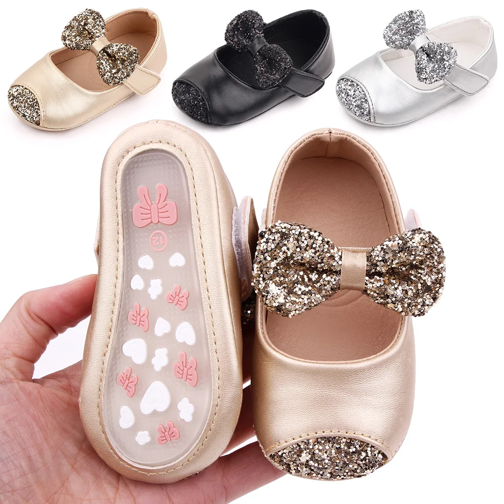 Baby Girl Shoes High Quality PU and TPR Anti-slip Princess Party Shoes Beautiful Birthday Gift for Toddler Girl 0-6-12 Months