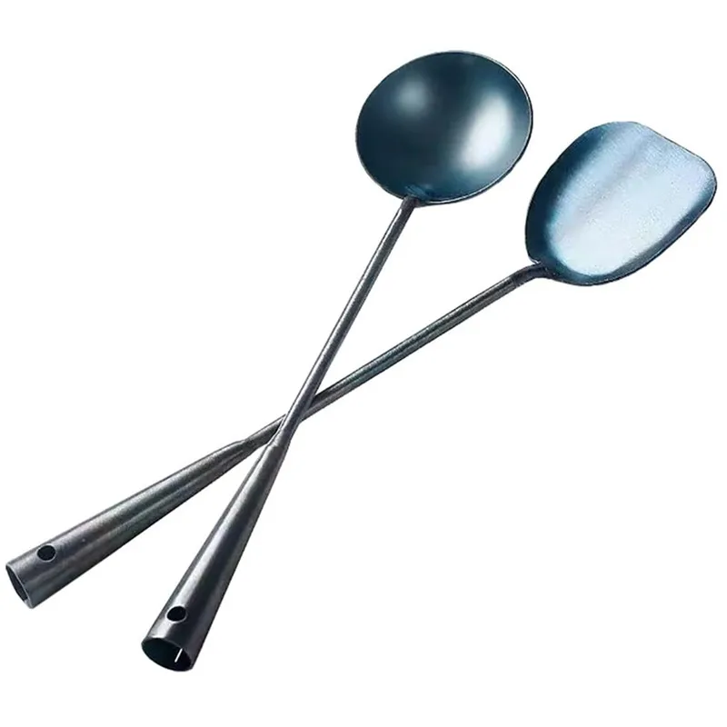 Cinese pala mestolo tradizionale fatto a mano spatola di ferro mestolo Wok strumento manico lungo mestolo mestolo cucina utensile da cucina