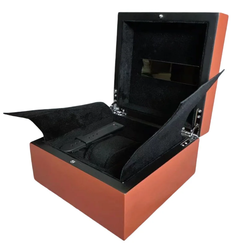 Square Orange Velvet Pam Watch Box Men Jewelry Storage Box Inner Outer Paper Waterproof Wristwatch and NH35 36 Case Watch Shaker