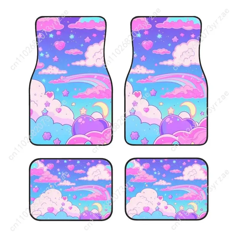 

Kawaii Sky 4pcs Universal Car Floor Mats All-Season Fashionable Auto Interio Absorbent Non-Slip Washable Car Floor Mats