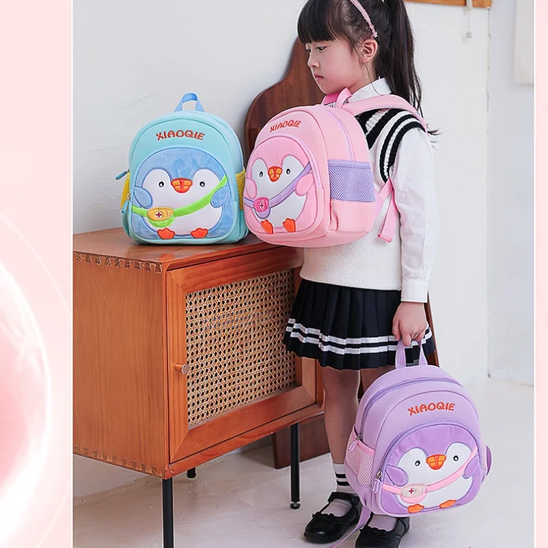 Primary School Students Cartoon Penguin Small Backpacks New Cute Kindergarten Baby Schoolbags for Girls Boys Fashion Breathable