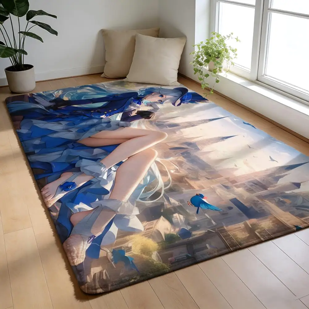 

Floor Mat Soft Flannel Rug Non-Slip Absorbent Mat for Bathroom Bedroom Home Decor Genshin Impact Furina