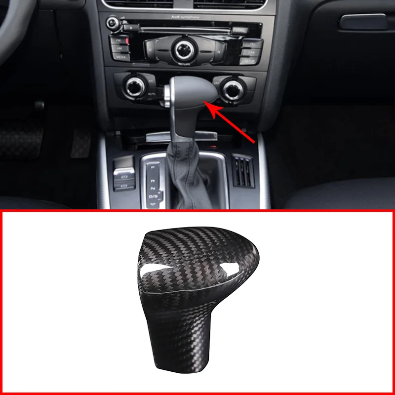Car Accessories Interior Gear Shift Head Protective Cover Carbon Fiber Black For Audi A4L A6 Q5 2013-2016 1 Piece Set