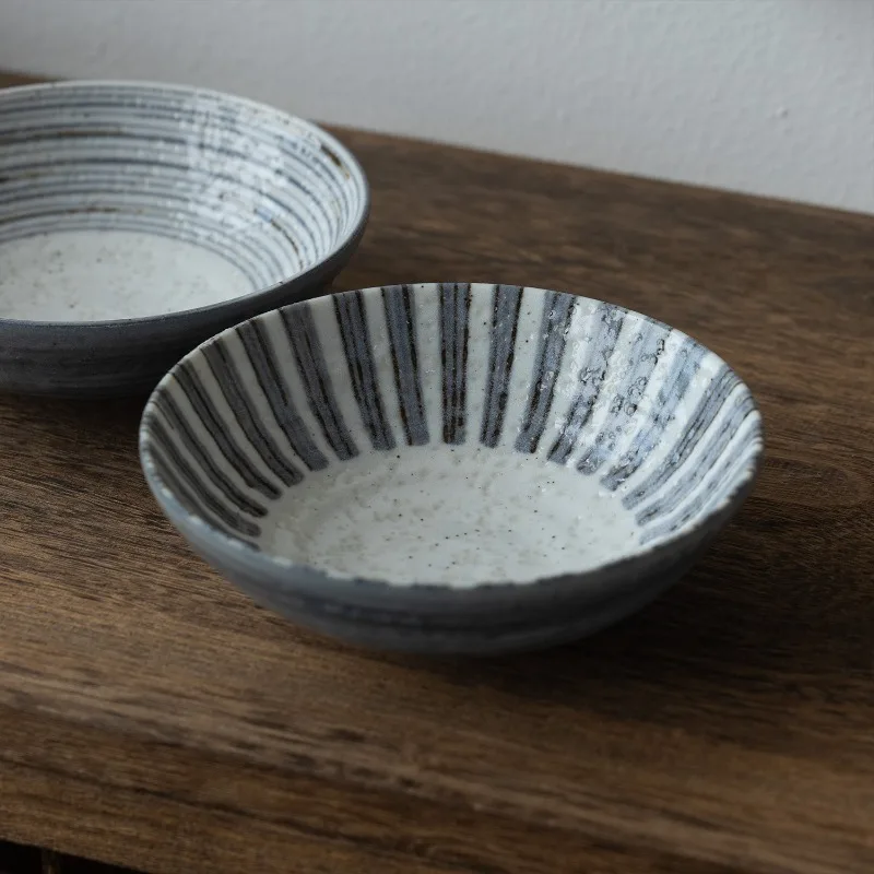 Japanese-Style Mino-yaki Shino Stoneware Bowl & Plate Set, Rice Bowl, Breakfast Plate, Large Soup Bowl, Pasta Plate