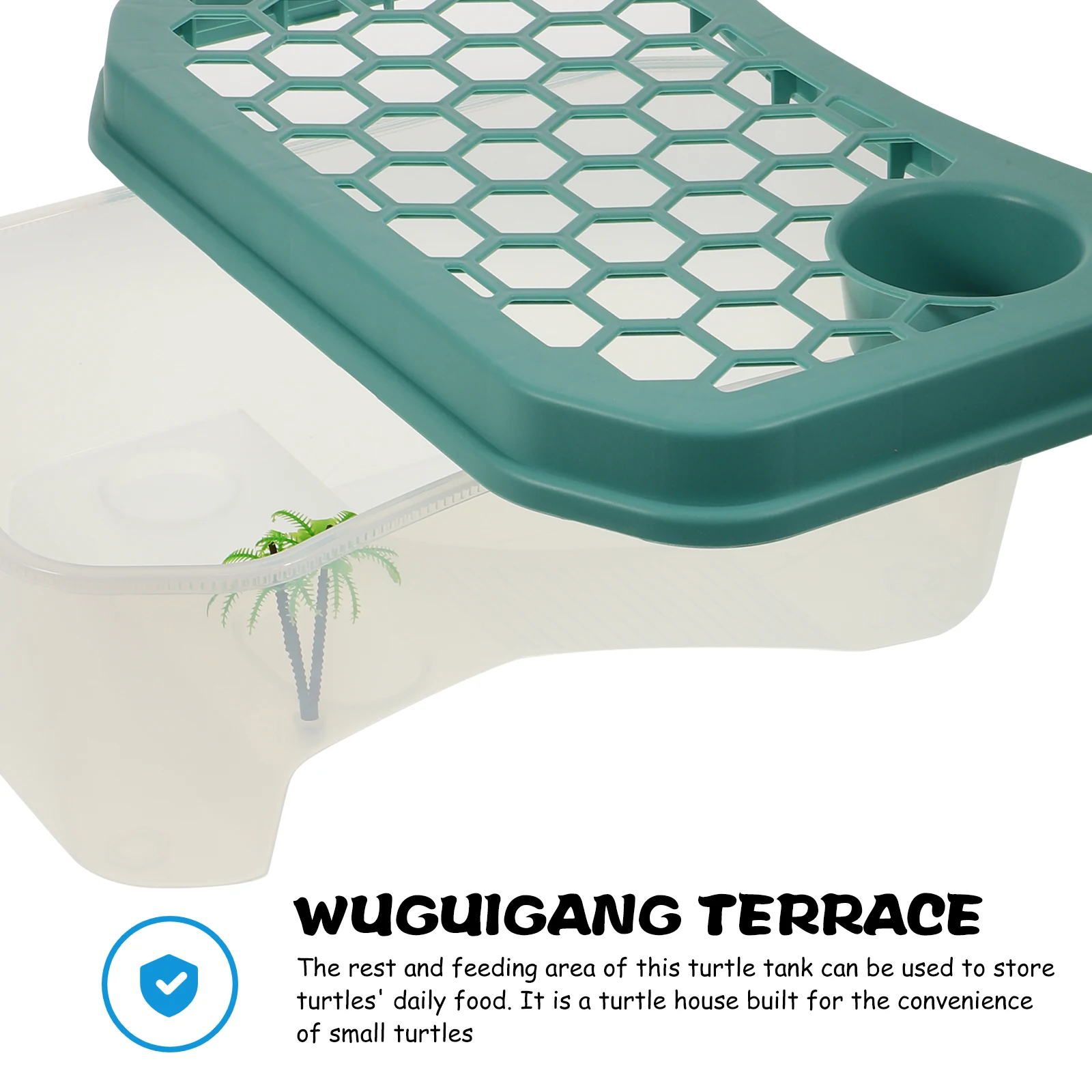 1Set Turtle Tank with Basking Platform Premium Plastic Reusable Container for Tortoise Exercise and Daily Food Storage Household