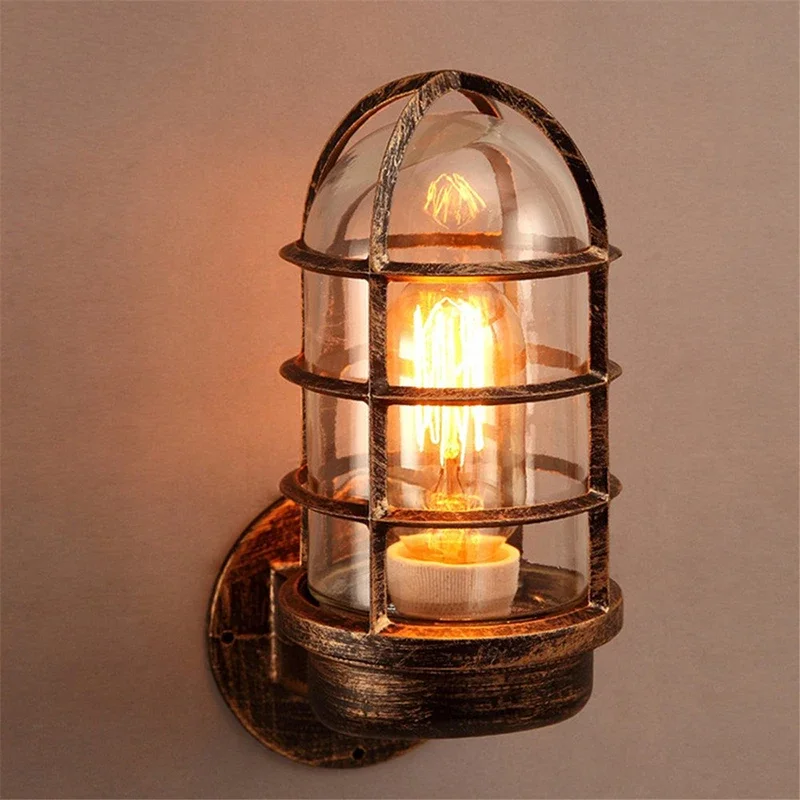 Vintage Unique LED Guard Sconce Loft Wall lamp Industrial Wall Light Retro Industry Wind Light Fixture Modern Wall Lamps Iron