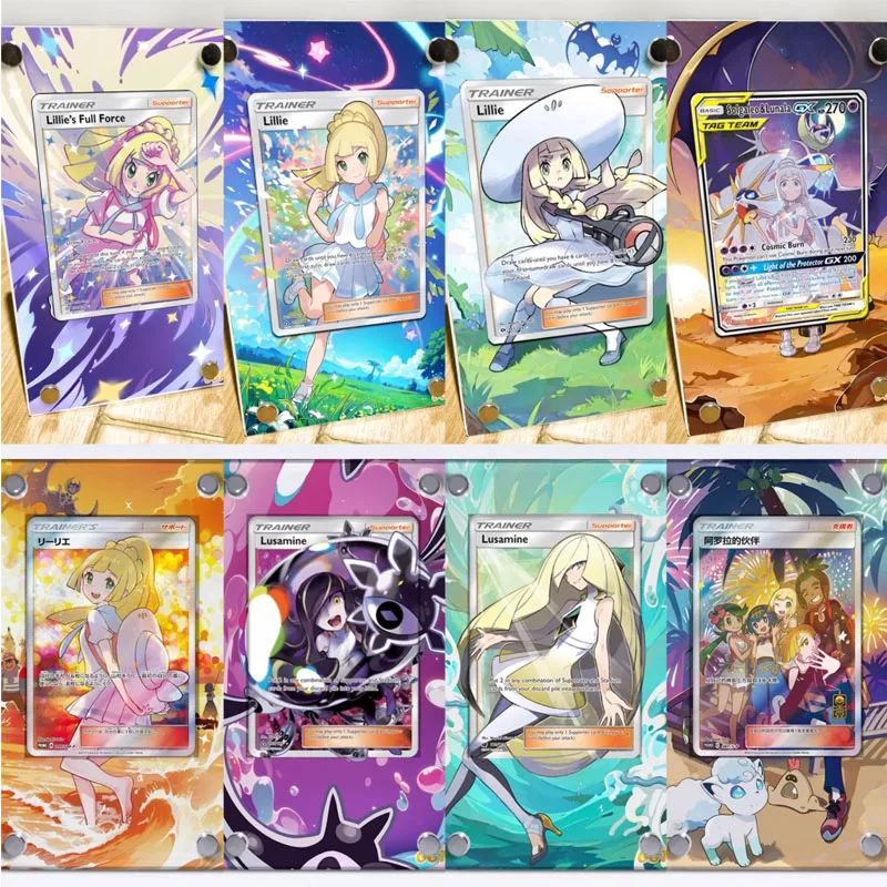

Карманный Monster Lillie Alola Region, акриловая карта расширения, кирпич Ultra Roger, аниме, игровая коллекция, подставка для карточек, игрушка без карты