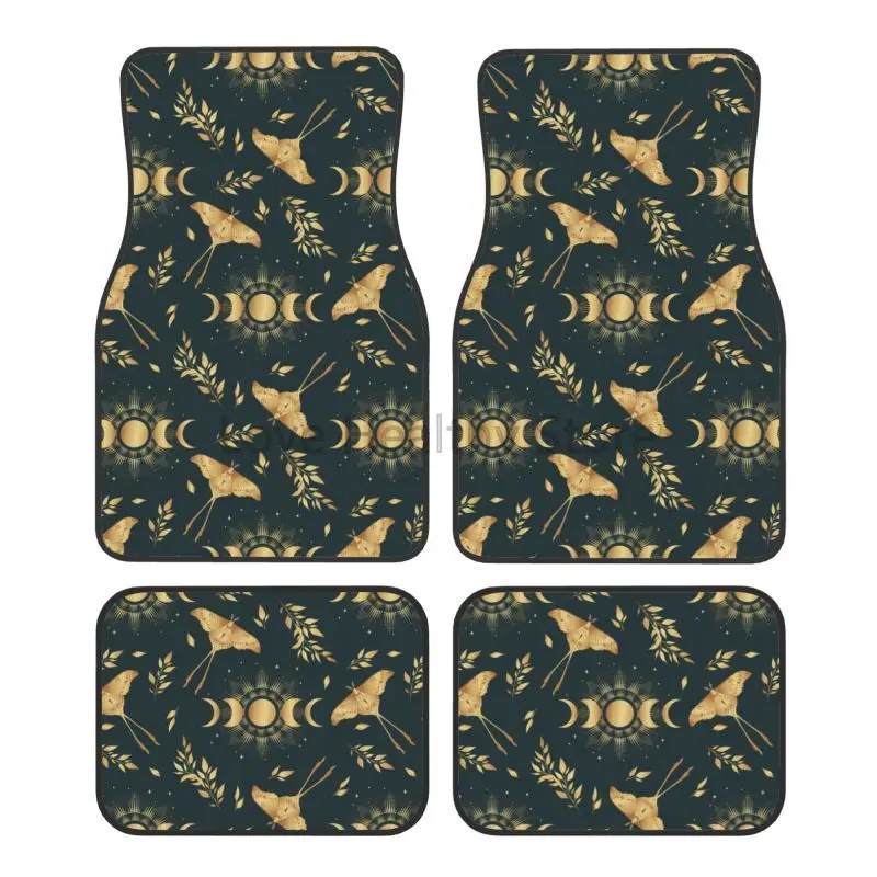 

Car Floor Mats Magic Moon Moth and Moon Phases in Gold Carpets Floor Mats Auto Decor Car Front & Rear Rugs Foot Mats Set of 4