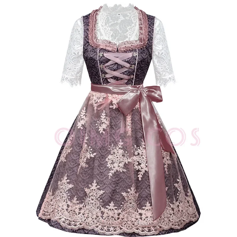 

Halloween Munich Beer Festival costume Bavarian strap print dress maid set
