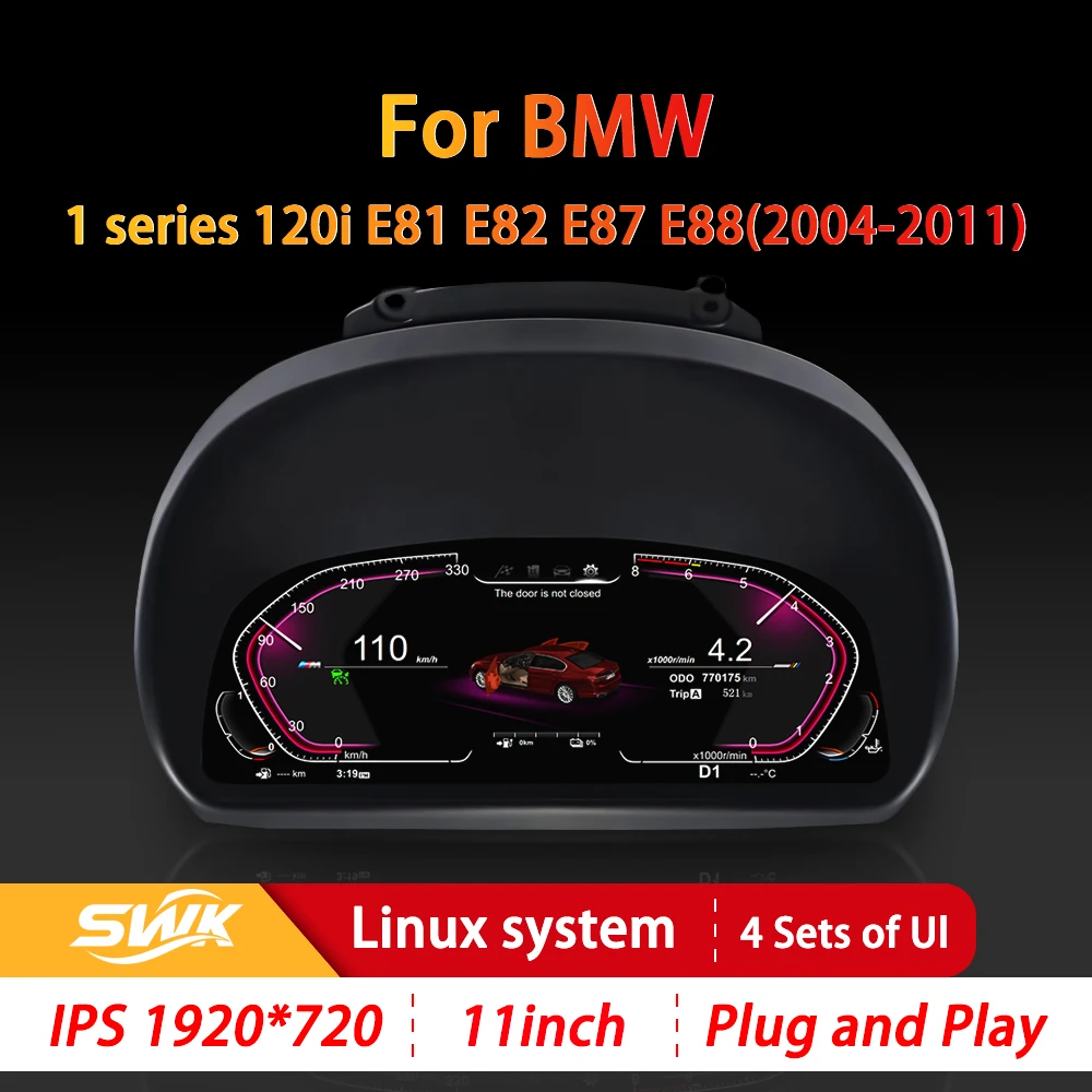 

11 inch car mounted LCD instrument panel digital instrument cluster Linux system for BMW series 1 E81 E82 E87 E88 2004-2011