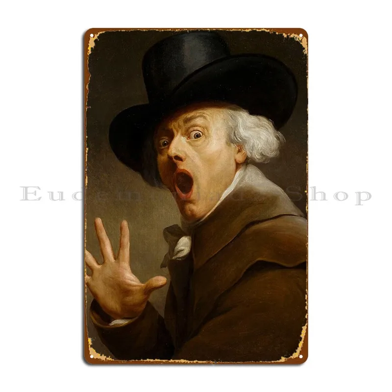 Joseph Ducreux Self Portrait La Surprise En Terreur Metal Sign Create Cinema Decoration Design Personalized Tin Sign Poster