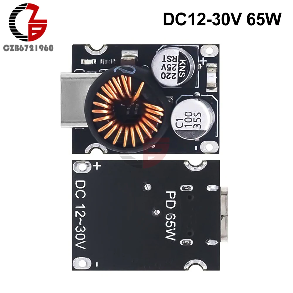 DC 12-30V Mini 65W Multi Protocol Fast Charging Module Supports PD2.0/PD3.1PPS Output Protocol Type-C Interface Board DC 12V 24V