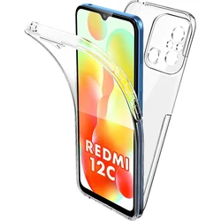 Силиконовый чехол с полным покрытием 360 градусов для Xiaomi Redmi 12C, Redmi 13C, 10C, 9A, 9C, 9, 8, 8A, Redmi Note 8, 9, 10, 11, 12, прозрачный гибридный жесткий чехол из поликарбоната