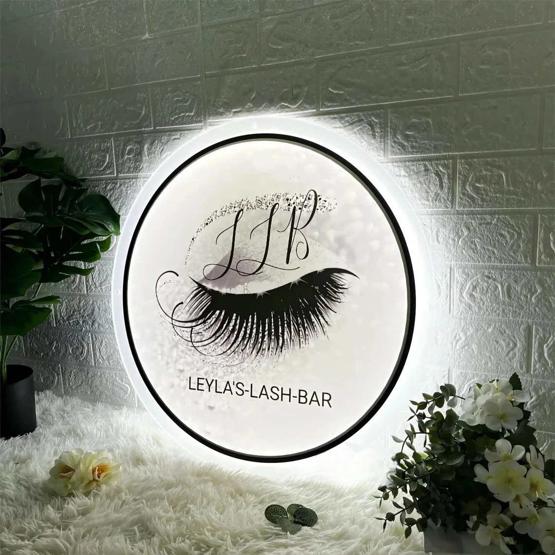 Sinal de negócios personalizado retroiluminado, logotipo de néon personalizado, decoração de salão de beleza, sinal de parede de escritório, sinal acrílico 3D, sinal acrílico personalizado