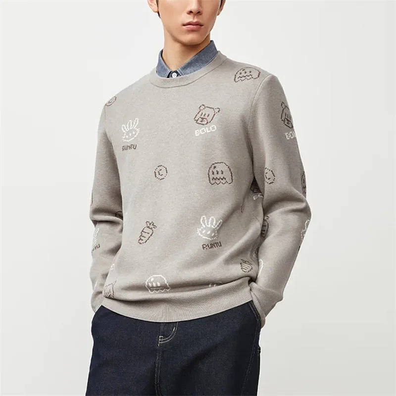 

Мужской зимний теплый вязаный воротник с длинным светом, простой повседневный свитер с длинным светом, удобная смесь полиэстера