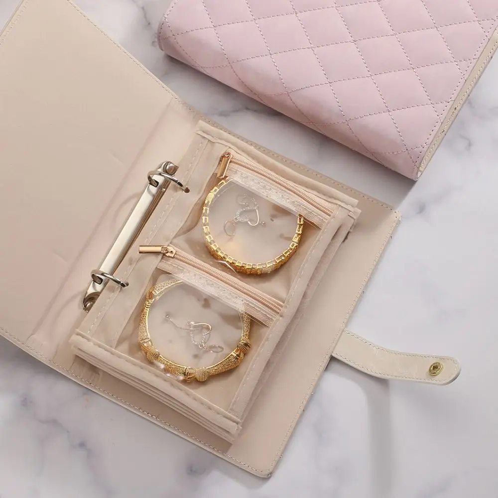 Earrings Necklace Velvet Jewelry Packing Bag Bracelet Rings Transparent Jewelry Display Holder Zipper Multi-pockets