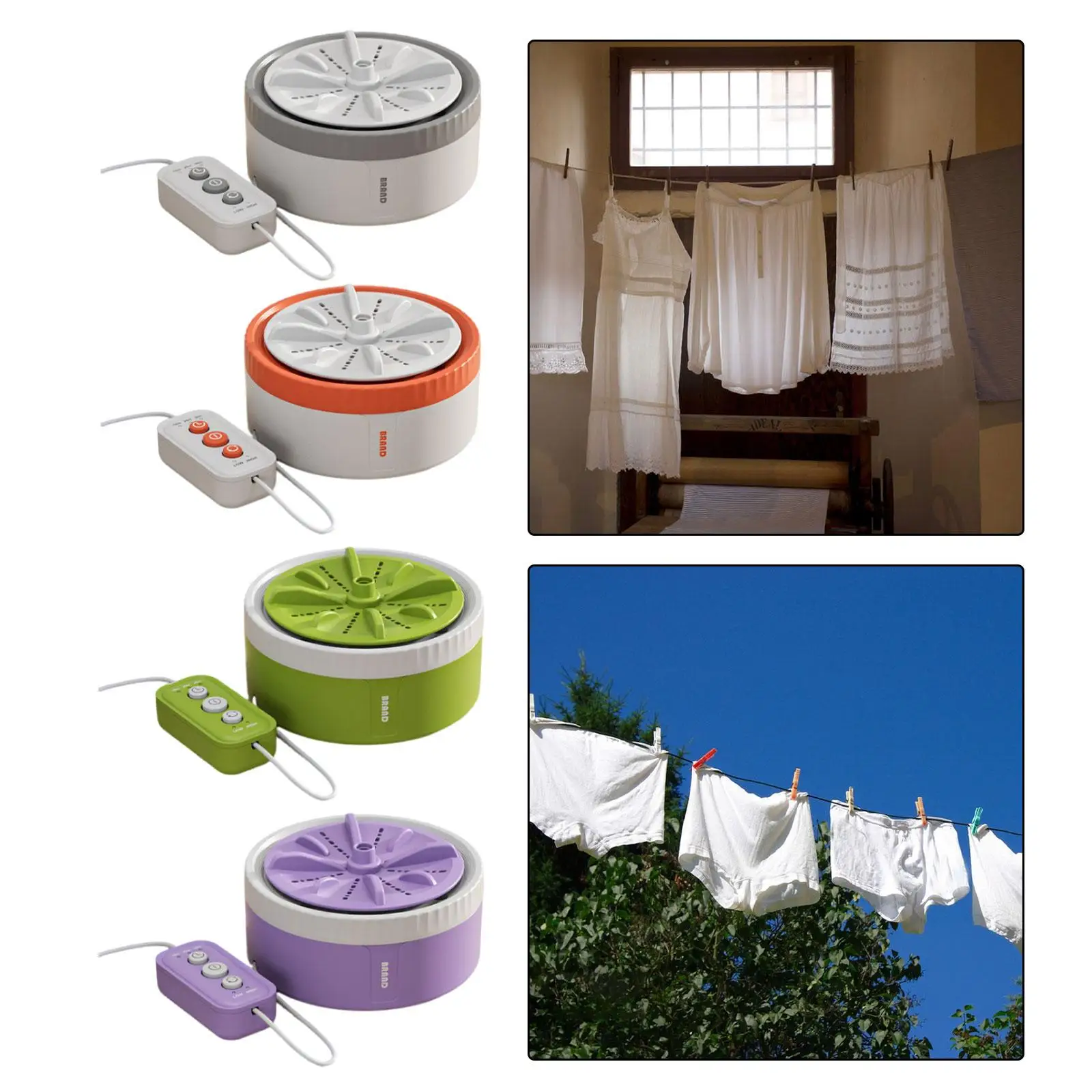 Portable washing machine, versatile, USB powered, low noise, 12 cm diameter,