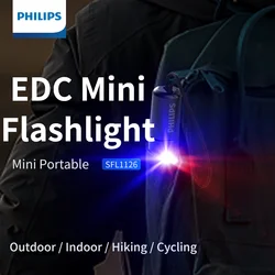 Philips 7cm Mini EDC Flashlight 300 Lumens Rechargeable LED Light with 18650 Battery Portable Outdoor Lighting for Camping