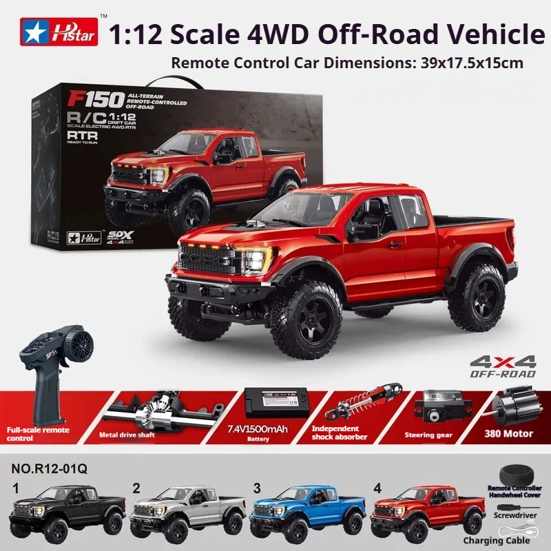 1:12 F-150 4WD RC Off-Road Crawler Pickup Truck Metal Drive Shaft Full Proportion Lifelike Openable Doors Design