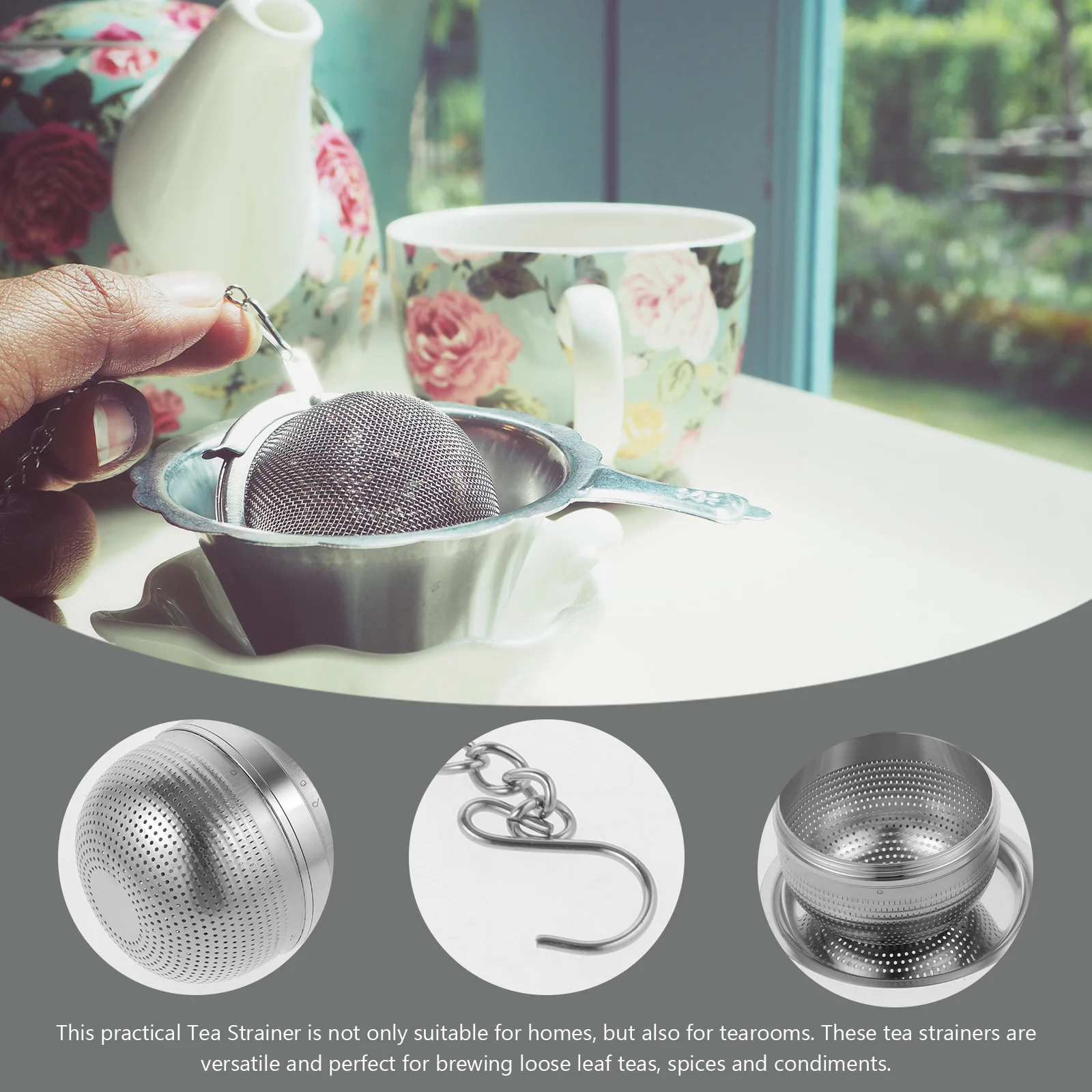

Tea Strainer Stainless Steel Ball Fine Mesh Filter Practical Loose Leaf Tea Infuser for Cup Household Use Cup Infuser Ball