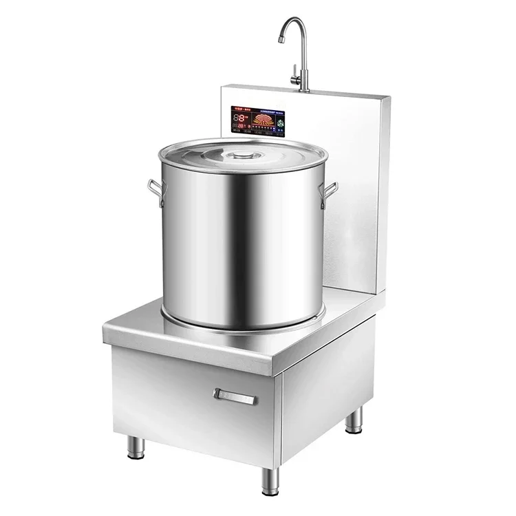 Máquina comercial de cozinhar sopa, aço inoxidável 304, fogão de indução com motor essencial, preço baixo