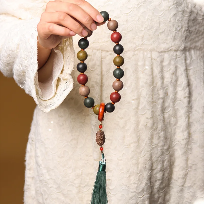 YFY Handheld Wufang Zhenqi Bracelet National Style Handmade Antique Wenwan Buddha Bead Couple