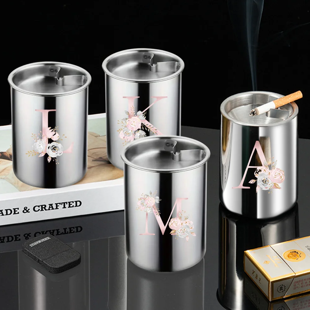 Ashtray Pink Flower Letter Pattern Lightweight Mini Cigarette Smoking Easy to Clean Smooth Surface Gadgets Cigarettes Ashtray