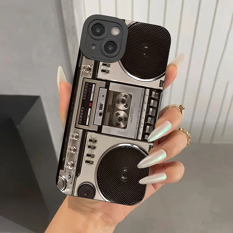 Radio Pattern Matte Silicone Phone Case For iPhone 15 14 13 12 11 Pro Max XS X XR 7 8 Plus SE 2022 Shockproof Soft Bumper Cover image 6