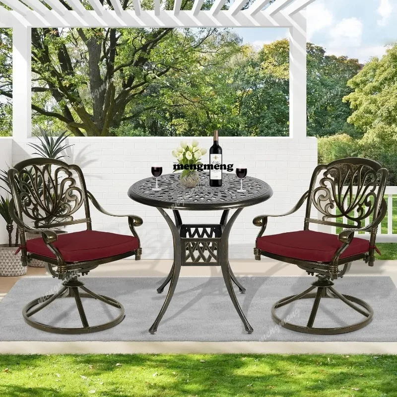 

3-Piece Outdoor Patio Dining Set, All-Weather Cast Aluminum Patio Conversation Set for Backyard Garden Deck with 2, Customized