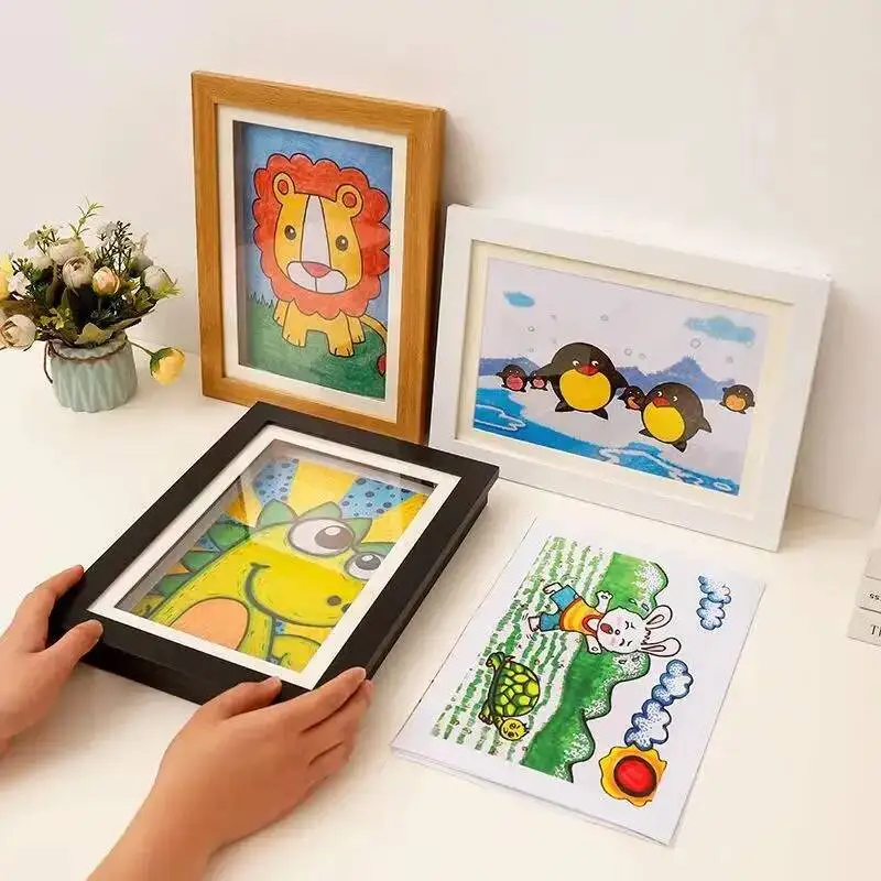 A3/A4/ US Standard 8.5 * 11in Children Magnetic Art Frame Front Open Changeable Kids Drawing Photo Display Home Decor