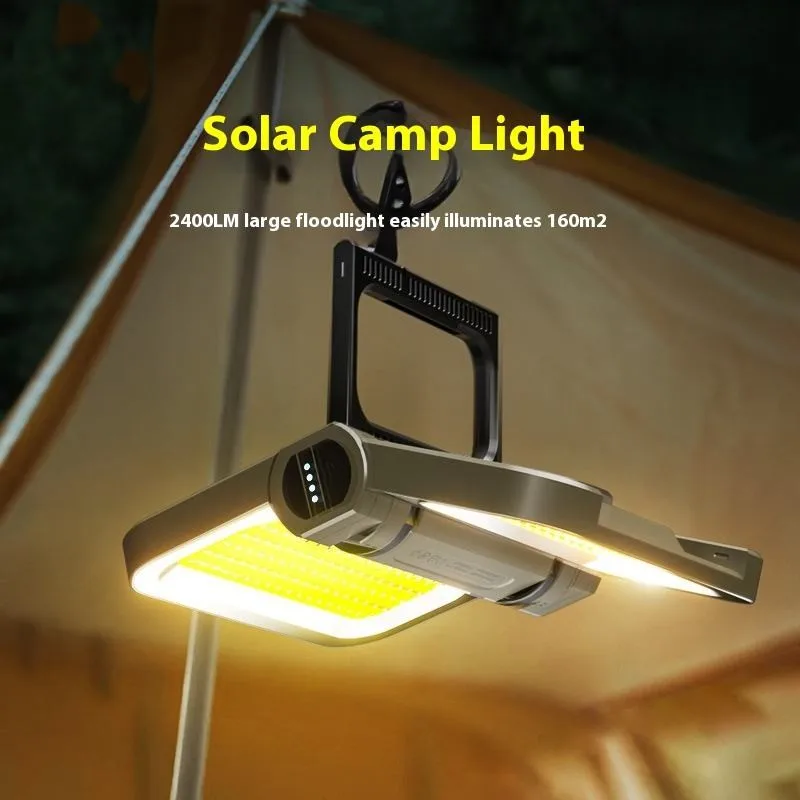 High Brightness Multifunctional Rechargeable LED Solar Lamp for Outdoor Camping Portable and Collapsible