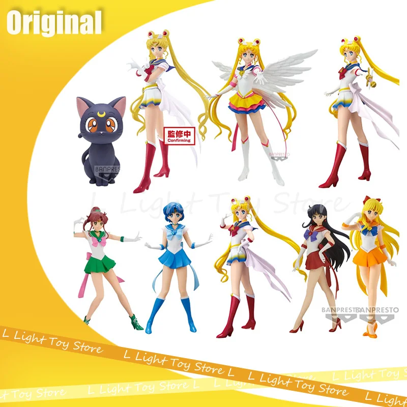 

Bandai All Series Banpresto Glitter Glamours Super Sailor Moon Mars Mercury Jupiter Venus Neptune Uranus Action Figure Model Toy