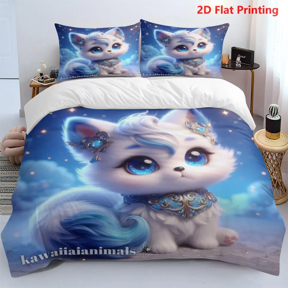 Fantasy Cat Duvet Cover Set Multi Size Quilt Cover Queen Size Bedroom Bedding Decoration Machine Washable Adult Boy Girl Bedroom