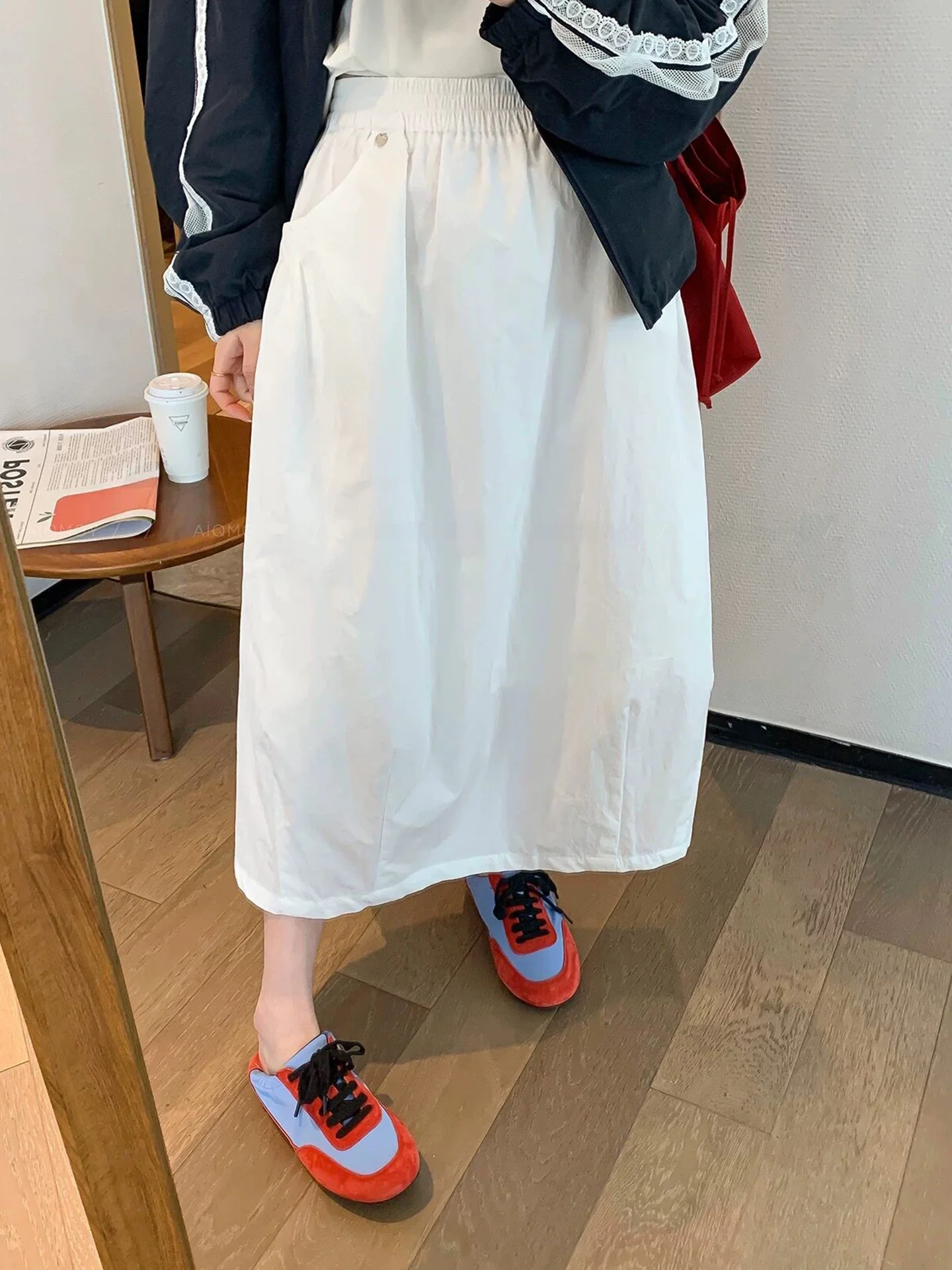 

Юбка-миди Emily Clud с высокой талией и А-образным силуэтом, рекомендованная для весны и лета, с эластичным поясом, повседневная, женская