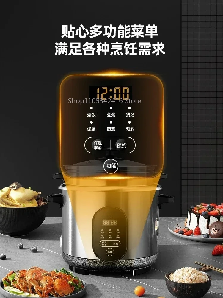 304 Stainless Steel 6L Smart Rice Cooker Multifunctional with Reservation Function for 2-6 People Home Kitchen Use