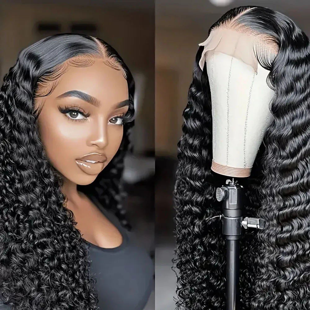 

Natural Black 5x5 13x4 13x6 Deep Wave Lace Front Wigs Human Hair Lace Wigs For Women Pre Plucked 200% Density