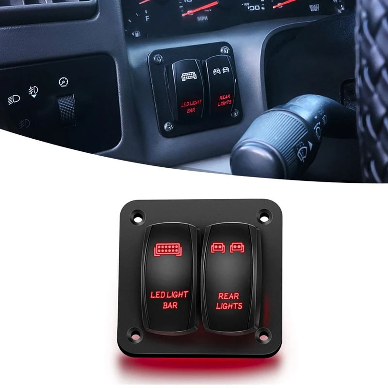 2 Gang Rocker Switch Panel Light Toggle Circuit Breaker Protector LED Switch For Car Auto Truck Caravan Marine