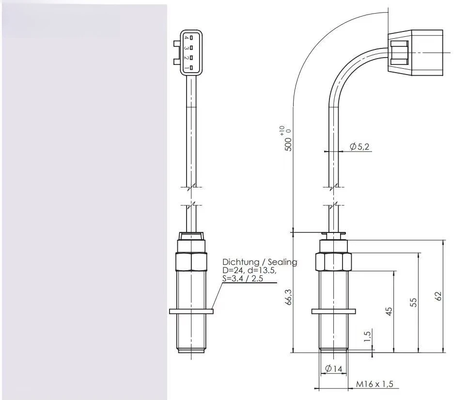 Kjt-Shp10.Gn03.E05j Single Channel M16 Hall Effect Speed Transducer