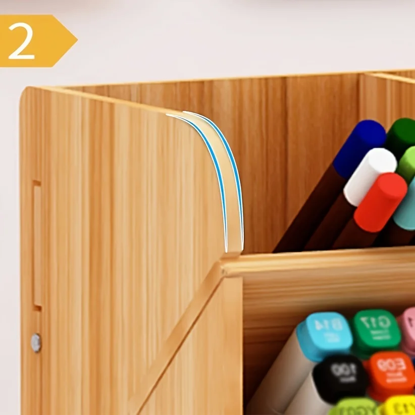 Wooden Desk Organizer, Multi-Functional, Storage Box, Desktop Stationary Storage Rack for Home Office and School, 1Pc