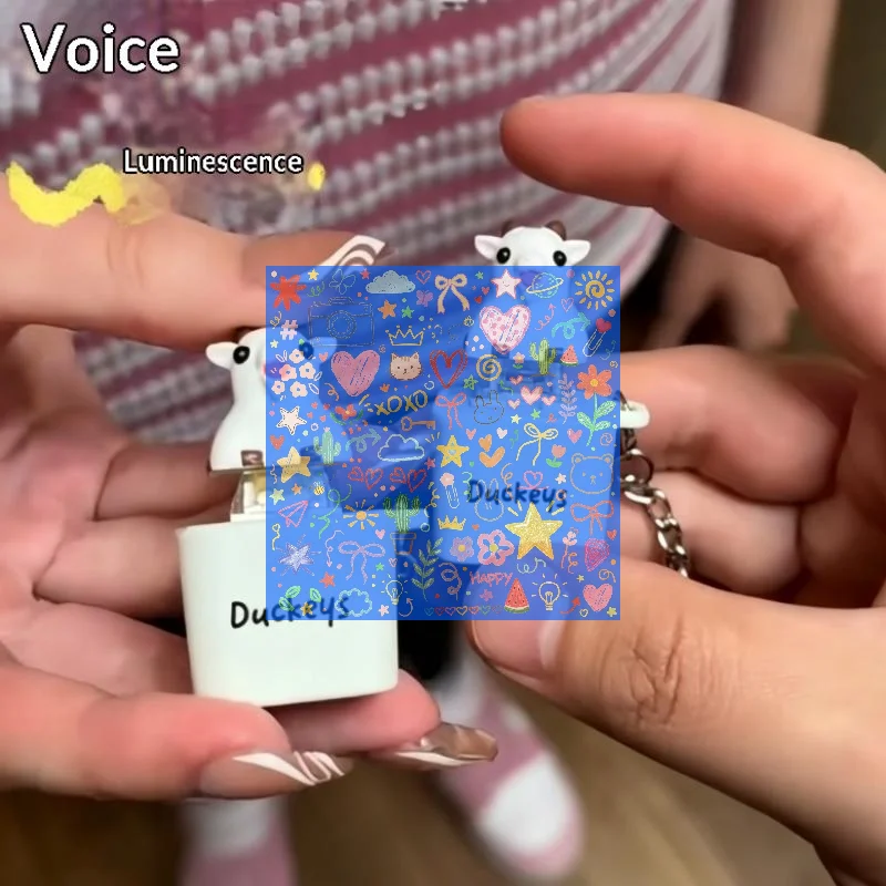 Cartoon Lamb Keycap Keychain with Sound Lights Stress Relief Creative Keyboard Finger Clicker Fidget Toy