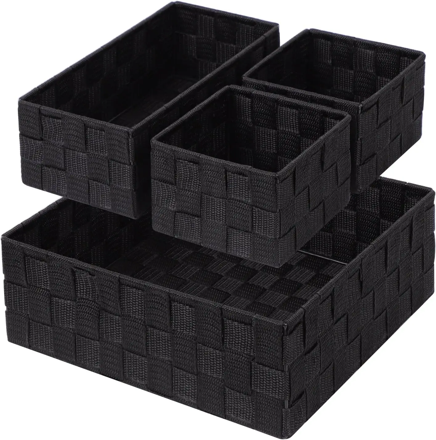 Weaving storage basket, used for organizing, small black basket, cube storage box, storage bag divider