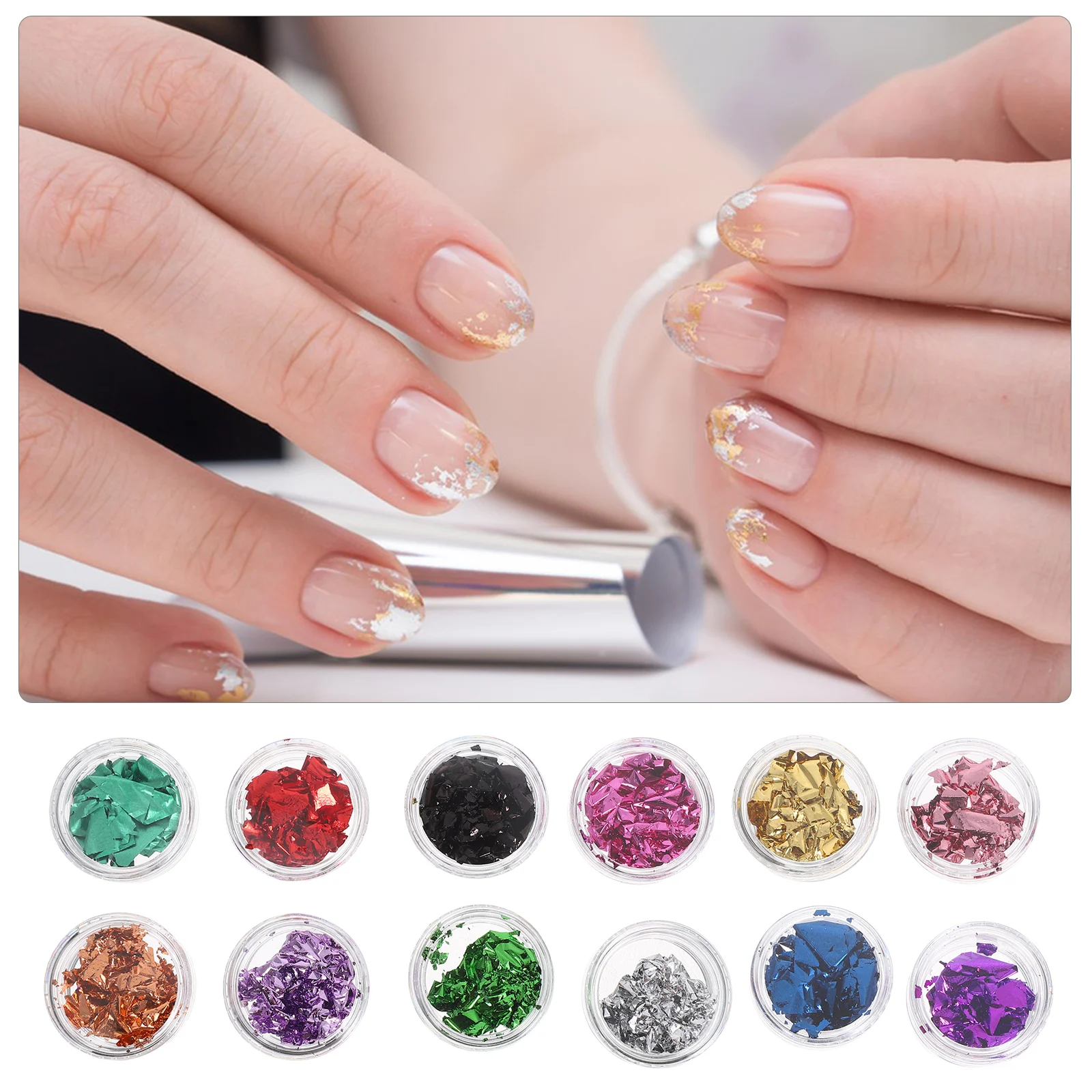 

12pcs Holographic Glitter Gold Silver Shiny Accessories Eye Face Art Supplies Women Party Diy Decoration Foil Sheets Iridescent