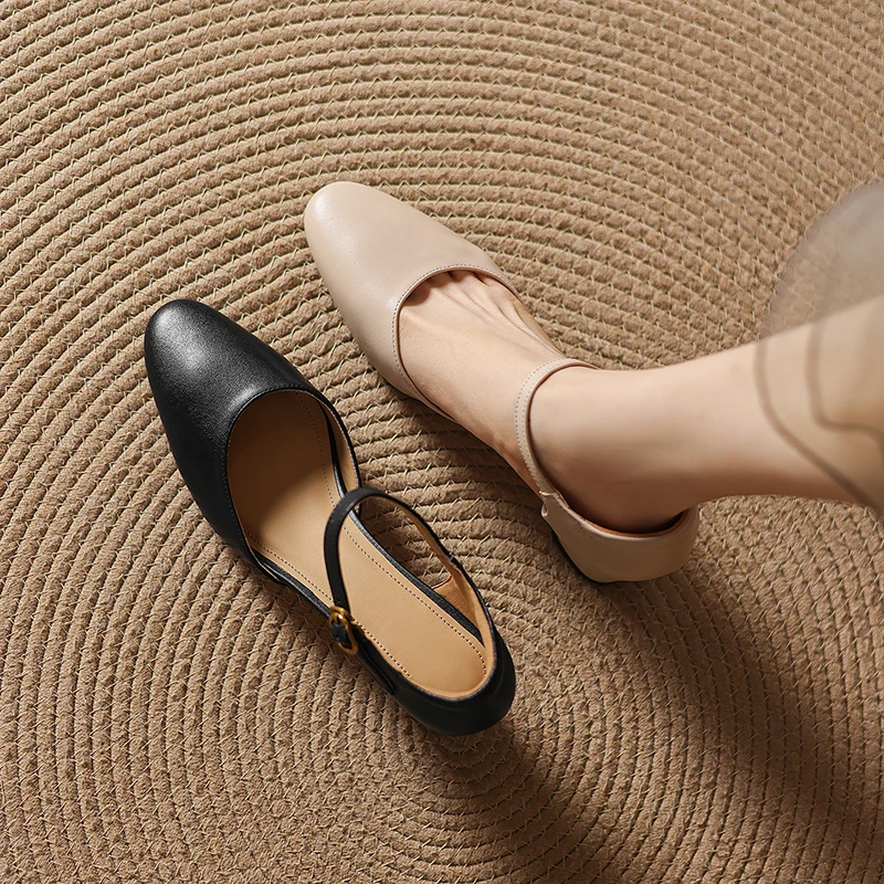 2026 new summer women sandals natural leather plus size 22-26cm cowhide+pigskin full leather ankle buckle women shoes fashion