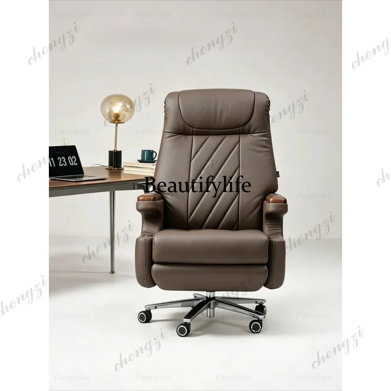 Leather electric boss chair ergonomic computer chair rotatable office chair sedentary and comfortable