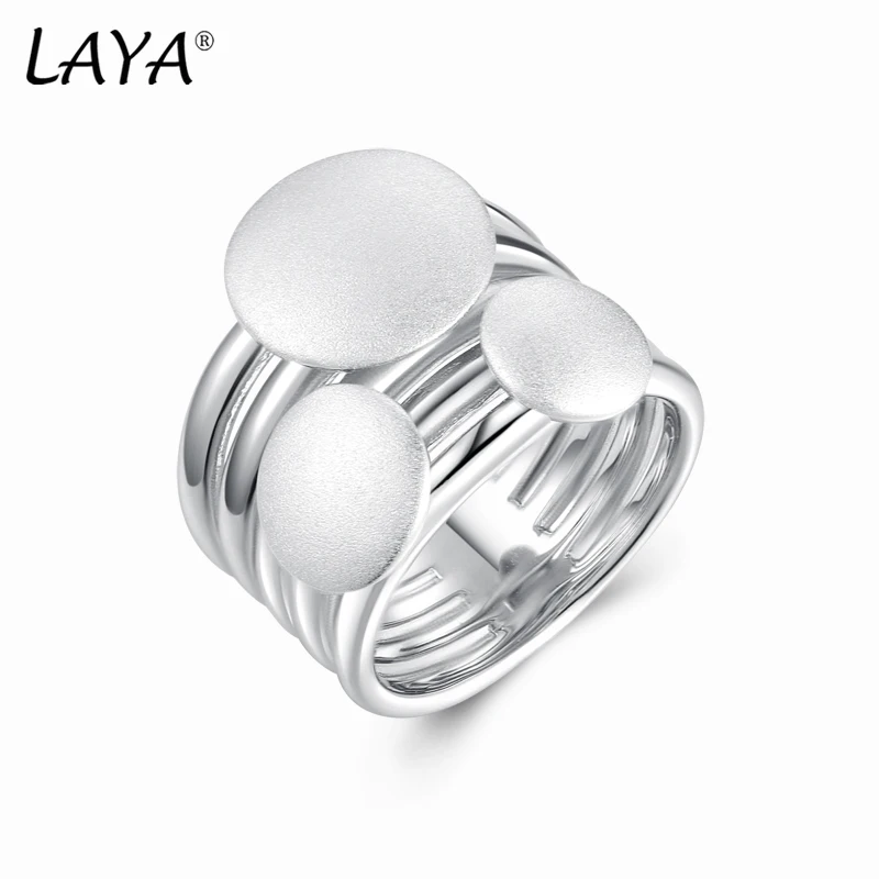 

LAYA 925 Sterling Silver Satin Finish Ring Minimalist Geometric Irregular Creative Handmade Wide Finger Luxury Fine Jewelry